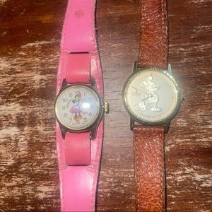 Two Vintage 1970’s Mickey and Minnie Mouse Watch